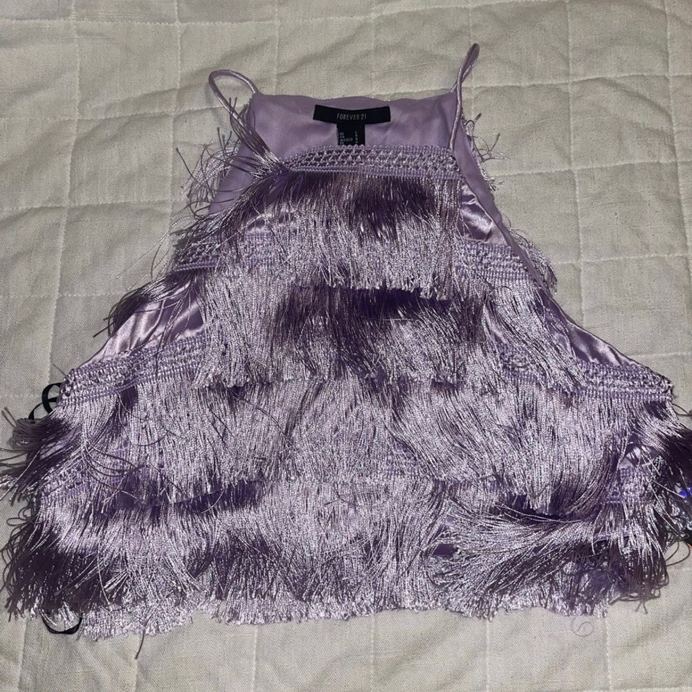 NWT Forever 21 Purple Fringe Crop Top